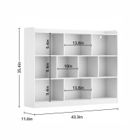 Diyart White Bookshelf Wood Bookcase With 3 Tier Open Shelves 10Cube Minimalist Storage Shelf For Living Room Bedroom 433