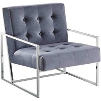 Best Master Furniture Beethoven Grey Velvet With Silver Plated Accent Chair