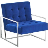 Best Master Furniture Beethoven Blue Velvet With Silver Plated Accent Chair