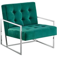 Best Master Furniture Beethoven Green Velvet With Silver Plated Accent Chair