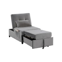 Bayani 72 Velvet Adjustable Sleeper Lounge Chaise Grey