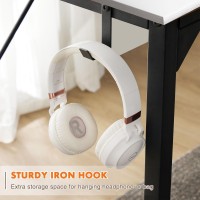 Sweetcrispy Small Computer Office Desk 32 Inch Kids Student Study Writing Work With Storage Bag Headphone Hooks Modern Simple