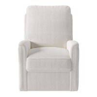 Corliving Jasmine Plush White Boucle Fabric Swivel Manual Recliner Chair