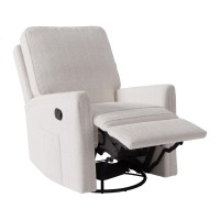 Corliving Jasmine Plush White Boucle Fabric Swivel Manual Recliner Chair