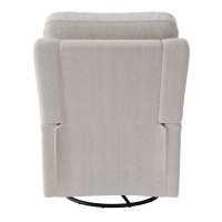 Corliving Jasmine Plush White Boucle Fabric Swivel Manual Recliner Chair