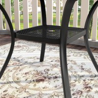 Vicllax 48 Outdoor Round Patio Table For Lawn Garden All Weather Metal Black Round Patio Dining Table With Adjustable Umbrell