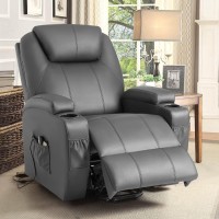 Yeshomy Power Lift Recliner Chair Pu Leather Surface Sofa With Remote Control And Massage Function For Living Room, Gray