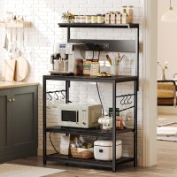 Superjare Bakers Rack With Power Outlets Microwave Stand 315 X 165 Inch Larger Desktop Kitchen Storage Rack With Adjustable