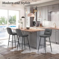 Cozyman Bar Stools Set Of 4 Doublelayer Upholstered Bar Height Stools For Kitchen Island Pub Faux Leather Barstools With Back