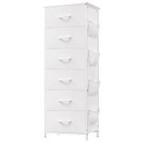 Somdot Tall Dresser For Bedroom With Side Pockets 6 Drawer Storage Organizer Chest Of Drawers With Fabric Bins For Closet Bedsi