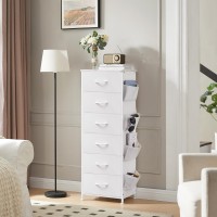 Somdot Tall Dresser For Bedroom With Side Pockets 6 Drawer Storage Organizer Chest Of Drawers With Fabric Bins For Closet Bedsi