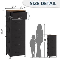 Somdot Tall Dresser For Bedroom With Side Pockets 6 Drawer Storage Organizer Chest Of Drawers With Fabric Bins For Closet Bedsi