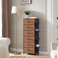 Somdot Tall Dresser For Bedroom With Side Pockets 6 Drawer Storage Organizer Chest Of Drawers With Fabric Bins For Closet Bedsi