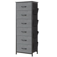 Somdot Tall Dresser For Bedroom With Side Pockets 6 Drawer Storage Organizer Chest Of Drawers With Fabric Bins For Closet Bedsi