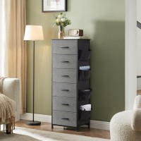 Somdot Tall Dresser For Bedroom With Side Pockets 6 Drawer Storage Organizer Chest Of Drawers With Fabric Bins For Closet Bedsi