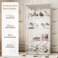 Beauty4U Glass Display Cabinet With Mirror Back Panel 4 Shelves With 2 Doors Curio Cabinets For Living Room Bedroom Office