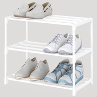 3Tier Small Shoe Rack Metal Stackable Kids Shoe Shelf Storage Zapateras Organizer Narrow Shoe Rack Sturdy For Closet Hallway E