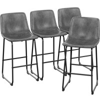 Reoney Bar Stools Set Of 4 Pu Leather Counter Height Bar Stools 30 Modern Bar Stools With Metal Legs And Footrest Urban Arm