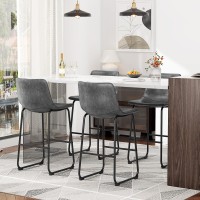 Reoney Bar Stools Set Of 4 Pu Leather Counter Height Bar Stools 30 Modern Bar Stools With Metal Legs And Footrest Urban Arm