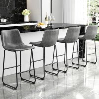 Reoney Bar Stools Set Of 4 Pu Leather Counter Height Bar Stools 30 Modern Bar Stools With Metal Legs And Footrest Urban Arm