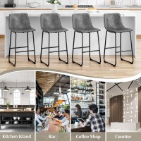 Reoney Bar Stools Set Of 4 Pu Leather Counter Height Bar Stools 30 Modern Bar Stools With Metal Legs And Footrest Urban Arm