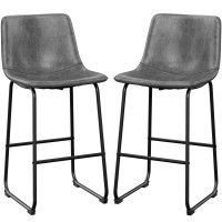 Reoney Bar Stools Set Of 2 Pu Leather Counter Height Bar Stools 30 Modern Bar Stools With Metal Legs And Footrest Urban Arm