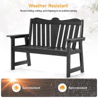 Onbrill Outdoor Bench 2Person Weatherproof Garden Bench With Wide Armrests And Backrest Allweather Patio Bench Will Not Rot