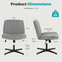 Dumos Criss Cross Chairs Armless Office Desk No Wheels Swivel Padded Wide Seat Modern Height Adjustable Mid Back Task Vanity Se