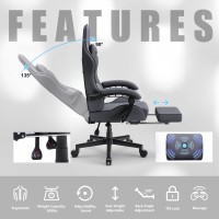 Dowinx Gaming Chair Fabric With Pocket Spring Cushion Massage Game Chair Cloth With Headrest Ergonomic Computer Chair With Foo