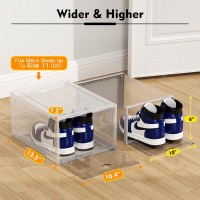 Arstpeoe Upgrade Harder Solid Plastic Shoe Organizer With Magnetic Front Door 12 Pack Shoe Boxes Clear Stackable Sneaker Stora