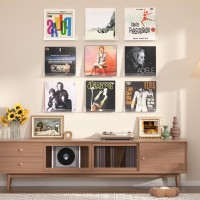 Upsimples 12 Pack Vinyl Record Wall Mount Shelves 12 Vinyl Holder For Album Record Storage Display Clear Acrylic Floating