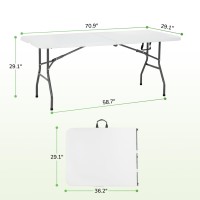 Paylesshere Folding Tables Plastic 6Ft Half Portable Foldable Table For For Parties Wedding Bbq Camping White 6 Ft