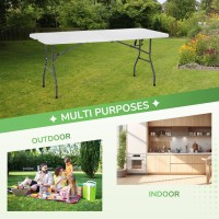 Paylesshere Folding Tables Plastic 6Ft Half Portable Foldable Table For For Parties Wedding Bbq Camping White 6 Ft