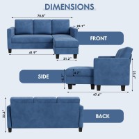 Yeshomy Convertible Sectional 3 Lshaped Couch Soft Seat With Modern Linen Fabric Small Space Sofas For Living Room Apartment