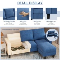 Yeshomy Convertible Sectional 3 Lshaped Couch Soft Seat With Modern Linen Fabric Small Space Sofas For Living Room Apartment