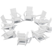 Serwall Modern Adirondack Chair Set Of 8 Folding Adirondack Chair With Curved Backrest Hdpe Hdpe Adirondack Chair White