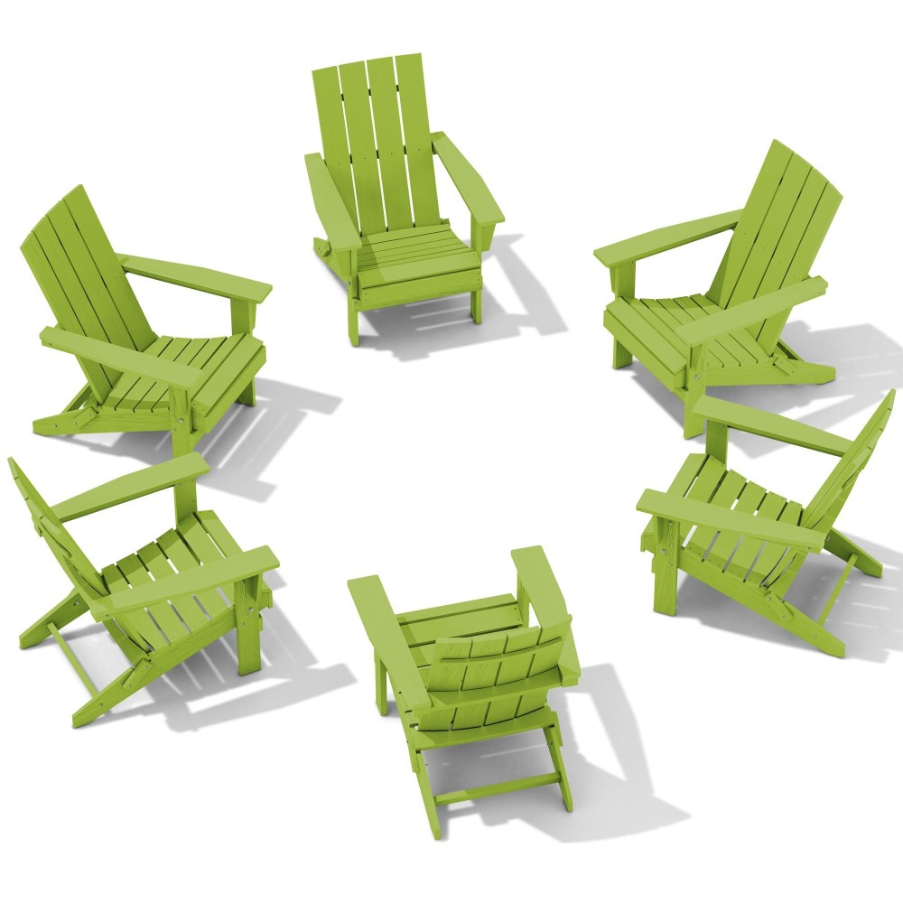 Serwall Modern Adirondack Chair Set Of 6 Folding Adirondack Chair Hdpe Outdoor Adirondack Chair For Outdoor Apple