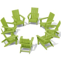 Serwall Modern Adirondack Chair Set Of 8 Folding Adirondack Chair With Curved Backrest Hdpe Hdpe Adirondack Chair Green