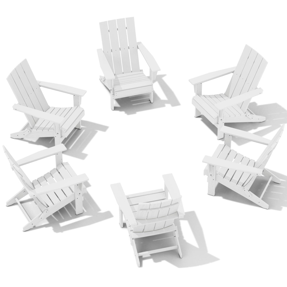 Serwall Modern Adirondack Chair Set Of 6 Folding Adirondack Chair Hdpe Outdoor Adirondack Chair For Outdoor White