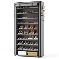 Rojasop Shoe Rack With Covers Stackable 10 Tier Tall Shoe Shelf Storage 5055 Pairs Shoes And Boots Large Capacity Vertical Sho