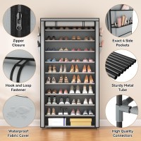 Rojasop Shoe Rack With Covers Stackable 10 Tier Tall Shoe Shelf Storage 5055 Pairs Shoes And Boots Large Capacity Vertical Sho