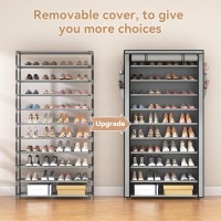 Rojasop Shoe Rack With Covers Stackable 10 Tier Tall Shoe Shelf Storage 5055 Pairs Shoes And Boots Large Capacity Vertical Sho