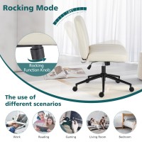 Dumos Criss Cross Chairs Armless Office Desk No Wheels Swivel Padded Wide Seat Modern Height Adjustable Mid Back Task Vanity Se