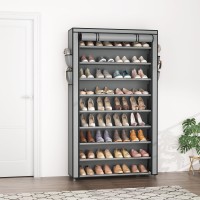 Lanteful Shoe Rack With Covers 10 Tier Tall Shoe Rack Organizer Large Capacity Shoe Shelf Storage 40 Pairs Space Saving Free Sta