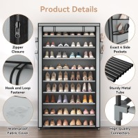 Lanteful Shoe Rack With Covers 10 Tier Tall Shoe Rack Organizer Large Capacity Shoe Shelf Storage 40 Pairs Space Saving Free Sta