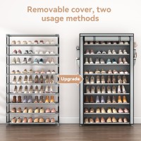 Lanteful Shoe Rack With Covers 10 Tier Tall Shoe Rack Organizer Large Capacity Shoe Shelf Storage 40 Pairs Space Saving Free Sta