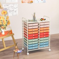 Goflame 20-Drawer Rolling Storage Cart, Multifunctional Art Craft Organizer Cart, Mobile Utility Storage Cart With Removable Drawers & Lockable Wheels, Craft Cart For Home Office School, Macaron Color