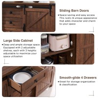 T4Tream Farmhouse Sideboard Buffet Cabinet With Storage 60 Large Kitchen Cabinet Wsliding Barn Doors And 4 Drawers 312 T