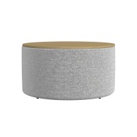 HomePop Modern Fabric Storage Ottoman with Wood Top -White Cream Boucle with Gray Yarn