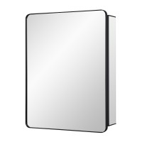 Idyllor Black Bathroom Mirror Medicine Cabinet With Round Corner Framed Door 24 X 30 Inch Recessed Or Surface Mount With Adjus